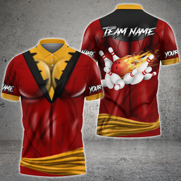 Maxcorners Bowling Fire Strike Explosion Champion Personalized Name 3D Unisex Shirt