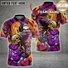 Maxcorners Bowling Graffiti Skull Multicolor Customized Name, Team Name 3D Shirts