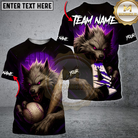 Maxcorners Werewolf Baseball Multicolor Customized Name, Team Name 3D Shirt For Libio