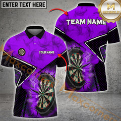 Maxcorners Darts Dartboard Broken Smoke Pattern MutilColor Option Customized Name, Team Name 3D Polo Shirt