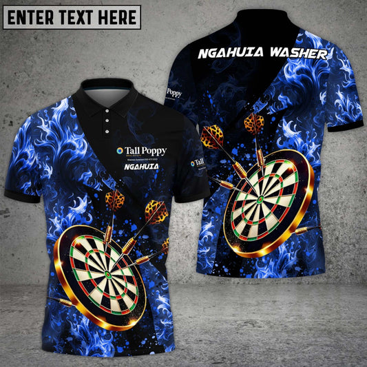 Maxcorners Darts Smoke Flame Multicolor Option Customized Name, Team Name 3D Polo Shirt For Ngahuia Washer