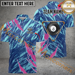 Maxcorners Billiards Ball 8 Grunge Rack Personalized Name, Team Name 3D Polo Shirt ( 4 Colors )