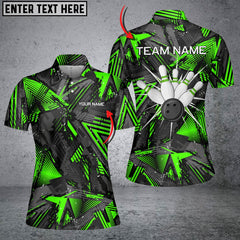 Maxcorners Black Green Camo Bowling Polo Shirt For Women, Personalized Bowling Team Shirts Jerseys