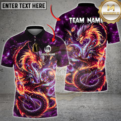 Maxcorners Bowling Cosmic Fire Dragon  Multicolor Customized Name, Team Name 3D Shirts
