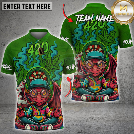 Maxcorners Darts 420 Smoking Dragon Zen Cartoon Personalized Name 3D Unisex Shirt