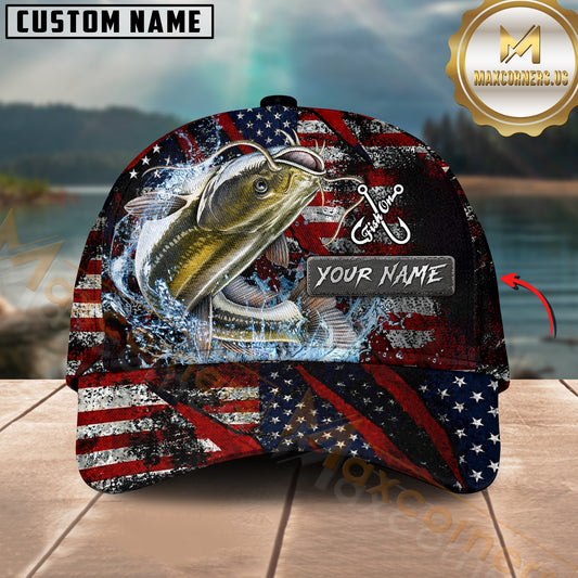 Maxcorners Fishing American Flag Personalized 3D Cap (11 Breeds)