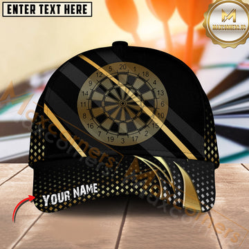 Maxcorners Darts Black Gold Minimal Target Personalized Name Classic 3D Cap