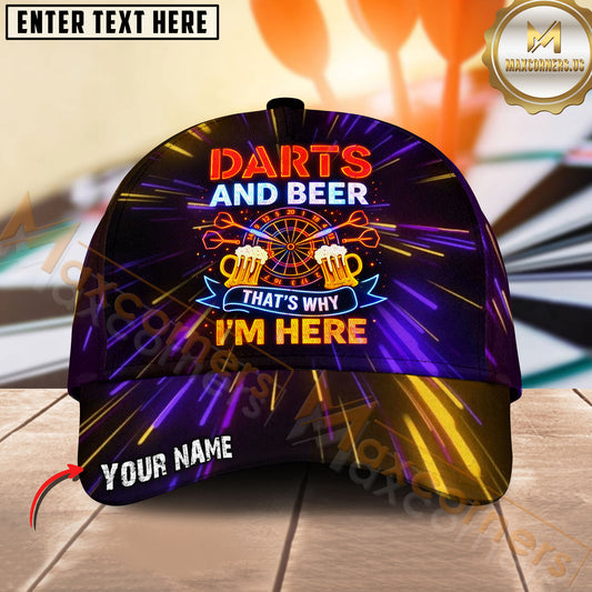 Maxcorners Darts Neon Beer Mug Personalized Name Classic 3D Cap