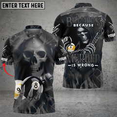 Maxcorners Billiards Reaper Flame Personalized Name, Team Name 3D Polo Shirt ( 6 Colors )