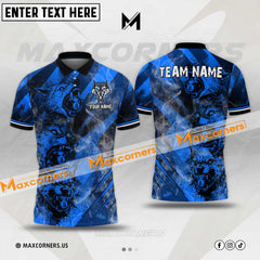 Maxcorners Billiard Wolf Smoke Multicolor Options Personalized Name, Team Name 3D Polo Shirt