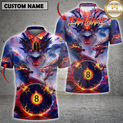 Maxcorners Dragon Inferno 8-Ball Pool Billiard Jersey Personalized Name, Team Name 3D Shirt