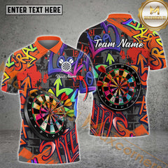 Maxcorners Darts Graffiti Street Multicolor Options Personalized Name, Team Name 3D Shirt