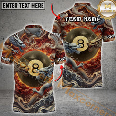 Maxcorners Billiard Imperial Dragon Multicolor Option Customized Name, Team Name 3D Polo Shirt