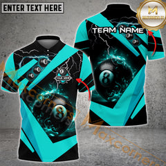 Maxcorners Billiard Thunder 8-Ball Pool Flame Multicolor Option Customized Name, Team Name 3D Polo Shirt
