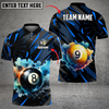 Maxcorners Billiards 8 Ball & 9 Ball Watercolor Art Personalized Name, Team Name 3D Polo Shirt