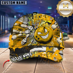 Maxcorners Bowling Graffiti Rage Multicolor Personalized Name 3D Cap