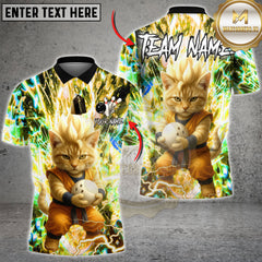Maxcorners Bowling Galaxy Power Cat Multicolor Customized Name, Team Name 3D Shirts