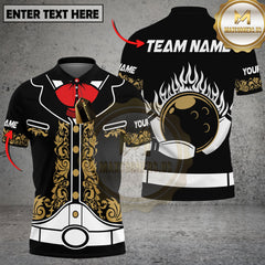 Maxcorners Bowling Golden Flames Ball Personalized Name 3D Unisex Shirt