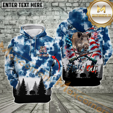 Maxcorners American Flag Boar Hunting Buck Around And Find Out Custom Name Shirt 3D All Over Printed Clothes