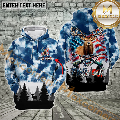 Maxcorners American Flag Elk Hunting Buck Around And Find Out Custom Name Shirt 3D All Over Printed Clothes