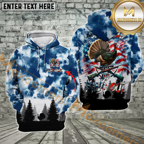 Maxcorners American Flag Turkey Hunting Buck Around And Find Out Custom Name Shirt 3D All Over Printed Clothes