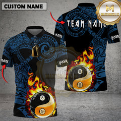 Maxcorners Billiards Tribal Flame Yin Yang Multicolor Customized Name, Team Name 3D Shirt