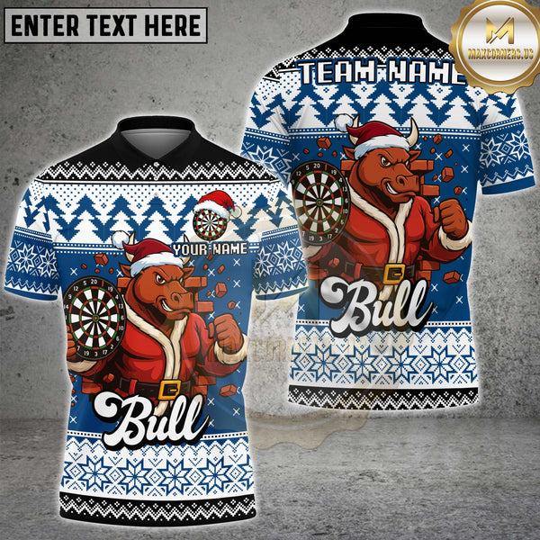 Maxcorners Christmas Bull Dart Multicolor Customized Name, Team Name 3D Shirt