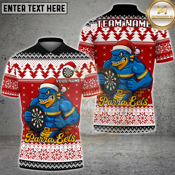 Maxcorners Christmas Eel Dart Multicolor Customized Name, Team Name 3D Shirt