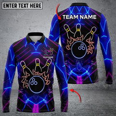 Maxcorners Neon Light Style Bowling Jersey Personalized Name, Team Name 3D Shirt