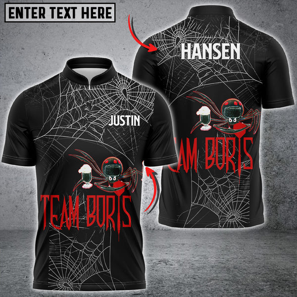 Maxcorners Funny Spider Web 8 Ball Pool Black Billiard Shirts Custom Spider Billiard Halloween Shirts For Justin