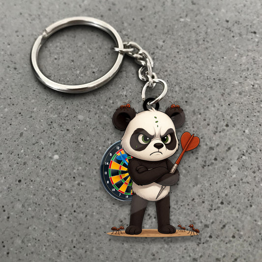Maxcorners Darts Angry Panda Player 3D Keychain