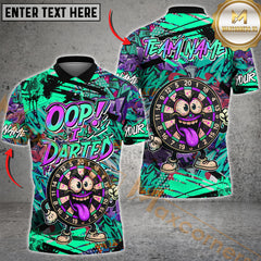 Maxcorners Darts Funny Graffiti Oop! I Darted Multicolor Customized Name, Team Name 3D Polo Shirt