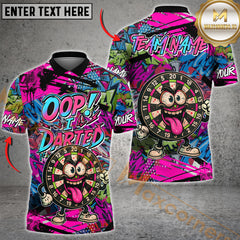 Maxcorners Darts Funny Graffiti Oop! I Darted Multicolor Customized Name, Team Name 3D Polo Shirt