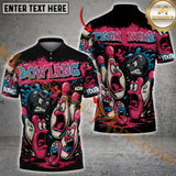 Maxcorners Bowling Cartoon Screaming Pins Street Art Multicolor Customized Name, Team Name 3D Polo Shirt