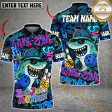 Maxcorners Bowling Cool Shark Graffiti Street Style  Multicolor Customized Name, Team Name 3D Polo Shirt