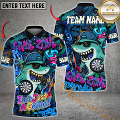 Maxcorners Darts Cool Shark Graffiti Street Style  Multicolor Customized Name, Team Name 3D Polo Shirt