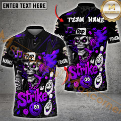 Maxcorners Bowling Rap Skull Graffiti Strike Style Multicolor Customized Name, Team Name 3D Polo Shirt