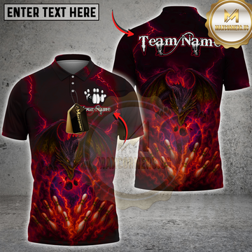 Maxcorners Bowling Electric Dragon Multicolor Customized Name, Team Name 3D Shirts