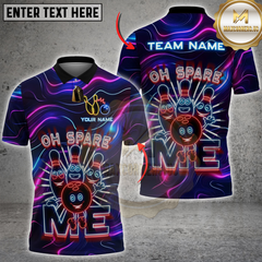 Maxcorners Bowling Neon Oh Spare Me Cartoon Personalized Name 3D Unisex Shirt