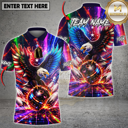 Maxcorners Bowling American Eagle Patriotic Firepower Bowling Ball Strike Design Personalized Name 3D Unisex Shirt