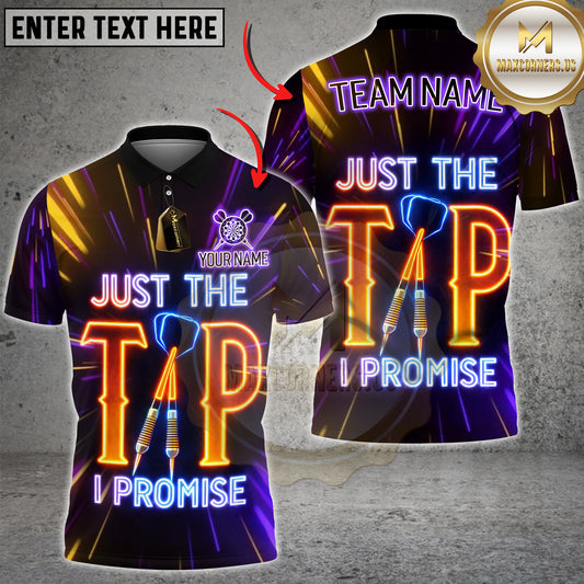 Maxcorners Darts Neon Quote Just The Tip I Promise Funny Dart Player Personalized Name 3D Unisex Shirt