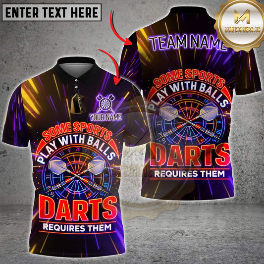 Maxcorners Darts Neon Funny Quote Some Sports Play With Balls Darts Requires Them Personalized Name 3D Unisex Shirt