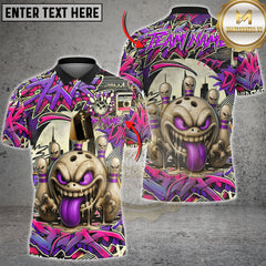 Maxcorners Bowling Mad Bowl Graffiti Style Multicolor Customized Name, Team Name 3D Shirts