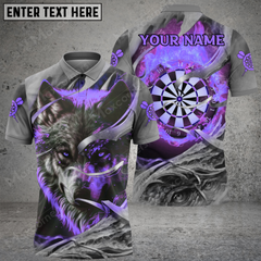 Maxcorners Darts Wolf Flame Mutilcolor Options Personalized Name, Team Name 3D Polo Shirt