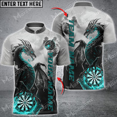 Maxcorners Darts Dragon Thunder Lightning Mutilcolor Options Personalized Name, Team Name 3D Polo Shirt