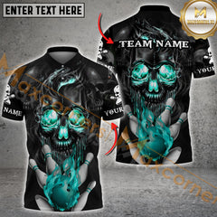 Maxcorners Skull Flame Bowling Jersey Multicolor Options Personalized Name, Team Name 3D Shirt