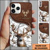 Maxcorners Deer Hunting Leather Pattern Personalized Name Phone Case (4 colors)