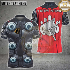 Maxcorners Bowling Lightning Hammer Pin Design Personalized Name 3D Unisex Shirt