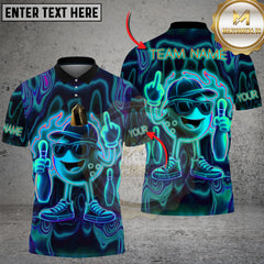 Maxcorners Bowling Neon Fire Mascot Multicolor Customized Name Team Name 3D Shirts