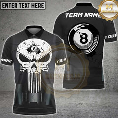 Maxcorners Billiards Skull 8 Ball Cracked Design Personalized Name 3D Unisex Shirt